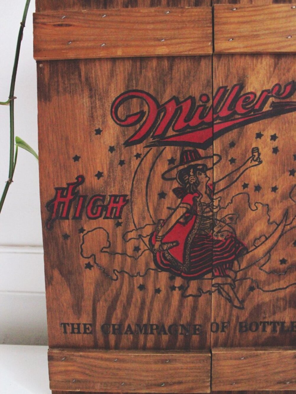 Vintage Miller High Life Wooden Cabinet Wall Hanging Crate Box Storage - Picture 10 of 10